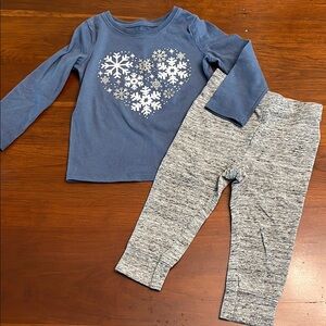 Blue Snowflake and Gray Sweatpants Set